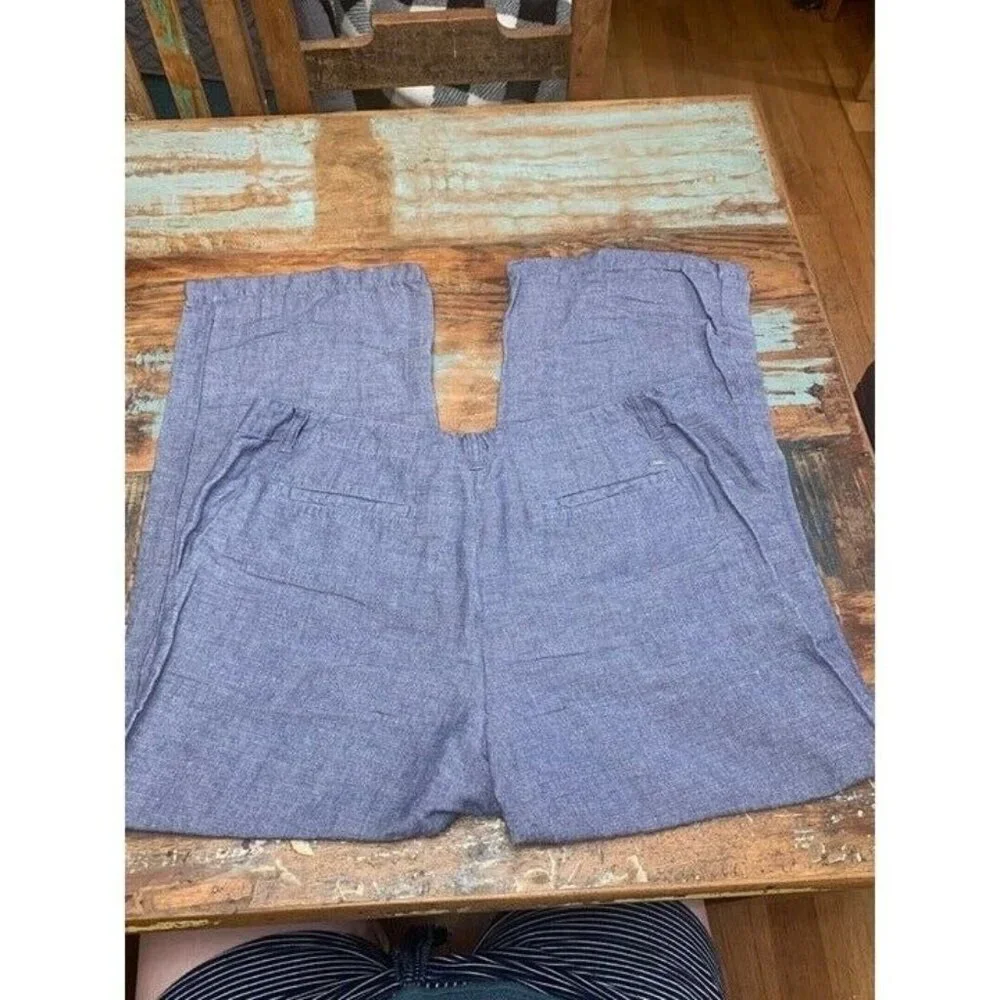 Tommy Hilfiger Woman Plus Blue Linen Wide Leg‎ Pants Size 14